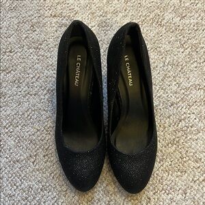 Le Chateau Black Textured Heels Classic Design